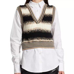 VERONICA BEARD SPEAR MIXED-MEDIA SWEATER - NWT - SIZE MED.